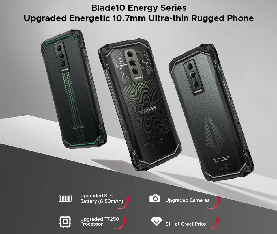 Global Version DOOGEE Blade10 Energy Rugged Phone Ultra-thin Android 15 6150mAh Battery 6.56'' Screen Widevine L1 Smartphone