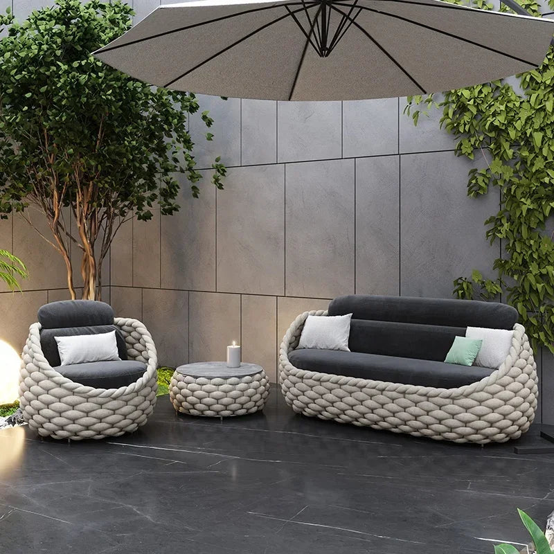 Elegant and Durable Outdoor Rattan Furniture Set with Modular Sectional Design