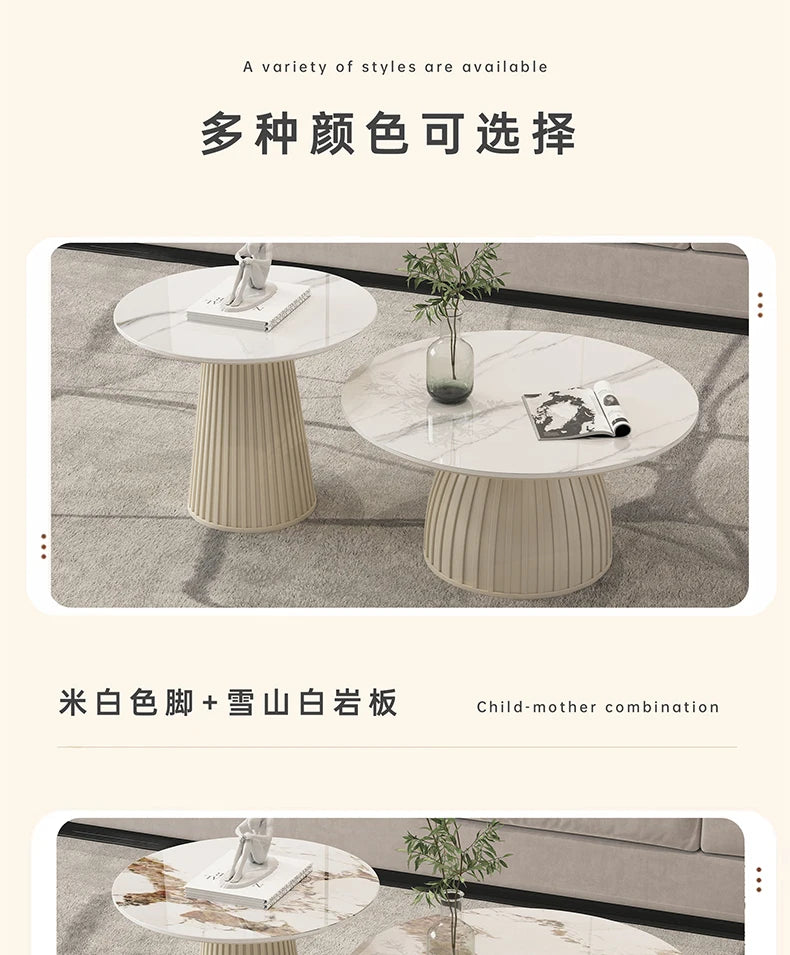 Cream Wind Rock Plate Coffee Table Living Room Small Simple Tea Table Center Modern Hallway Mesa Centro Salon Furniture Home