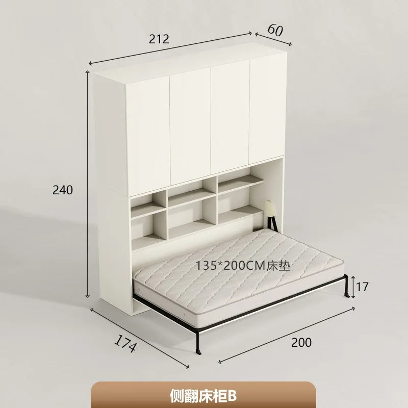 Multifunctional rollover invisible bed modern desk wardrobe integrated folding bed wall bed space saving
