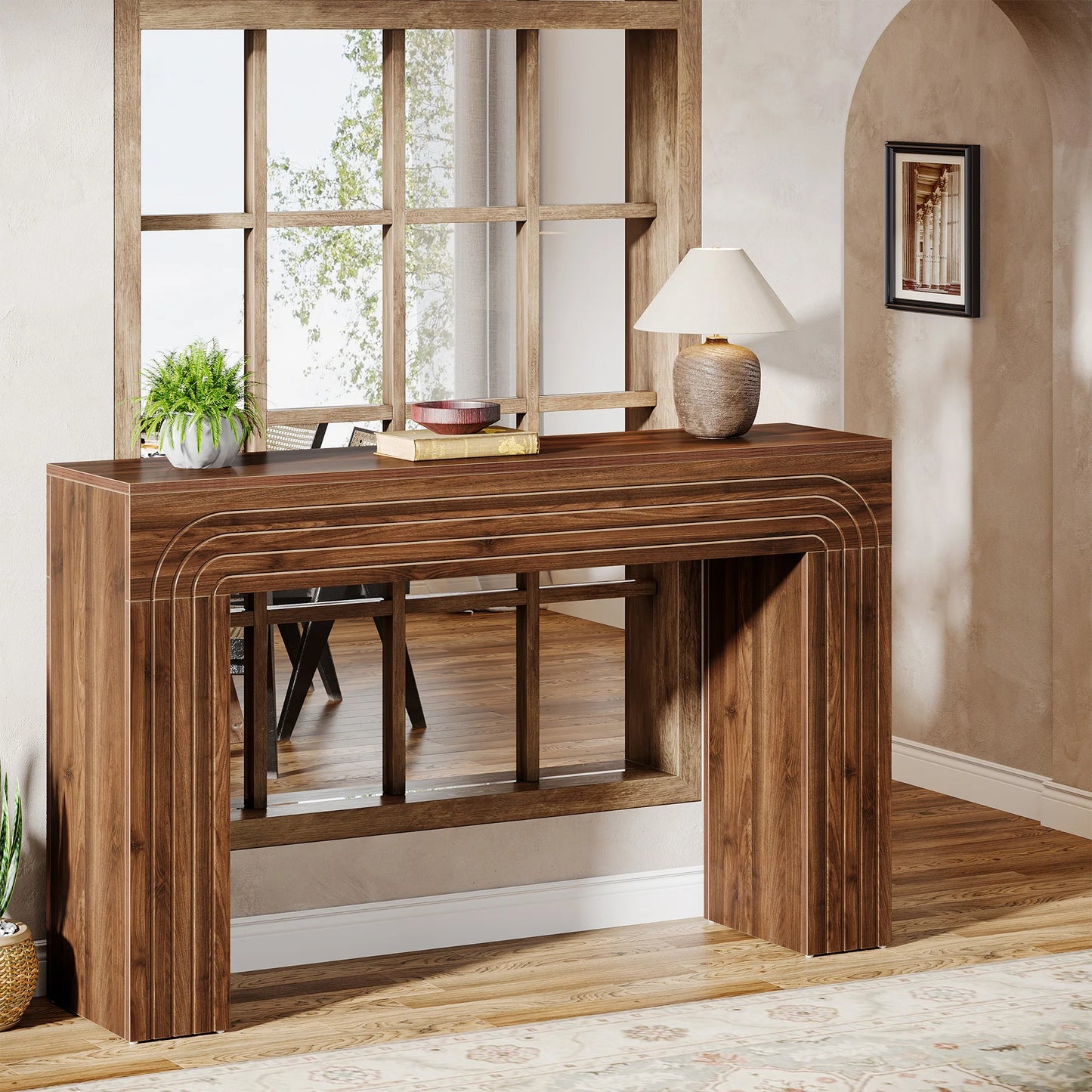 Tribesigns 63-Inch Long Console Table, Farmhouse Wooden Sofa Table Behind The Couch, Narrow Entryway Table for Entrance, Hallway