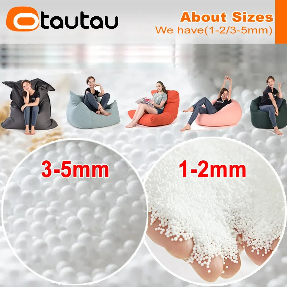 OTAUTAU 240L EPS Ball Filler for 3ft Beanbag Pouf 3-5mm Polyester Pillow Cushion Bean Bag Chair Snow Scene TL001