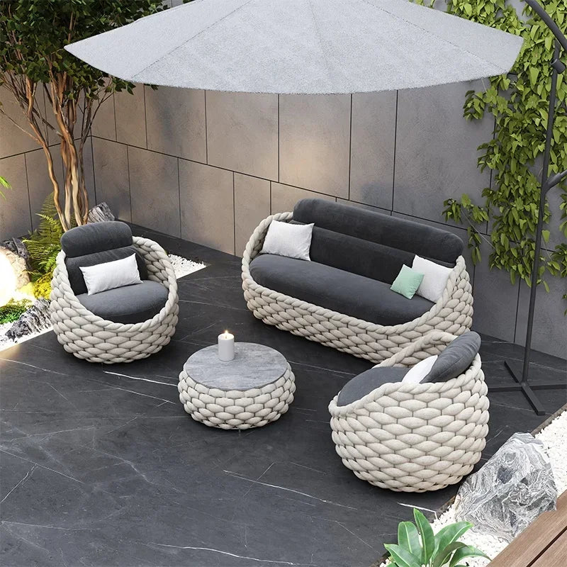 Elegant and Durable Outdoor Rattan Furniture Set with Modular Sectional Design