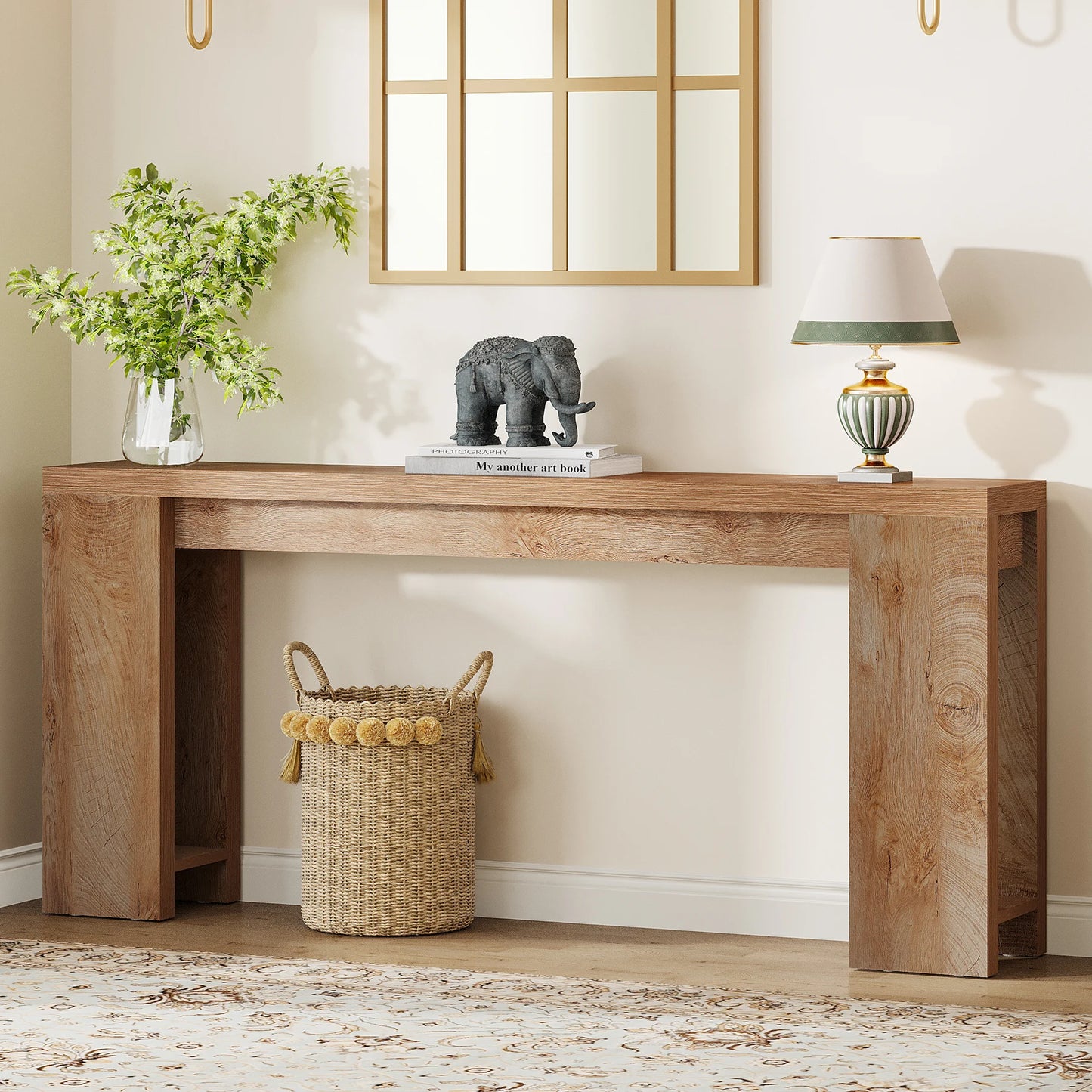 Tribesigns 63-Inch Long Console Table, Farmhouse Wooden Sofa Table Behind The Couch, Narrow Entryway Table for Entrance, Hallway
