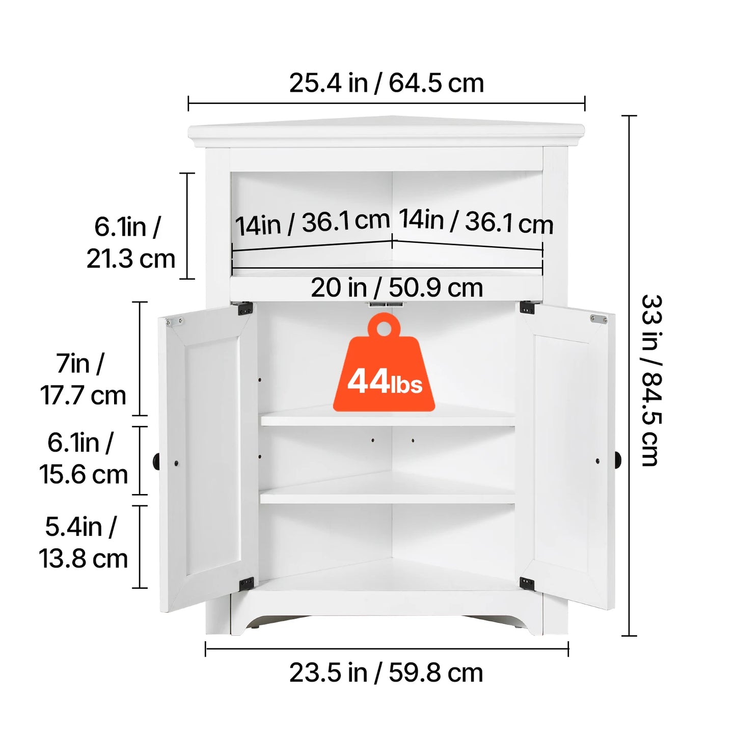 SucceBuy 32"/64"/68" Corner Storage Cabinet w/ Shelves Freestanding Corner Cabinet for Living Room Kitchen Laundry Room Bathroom