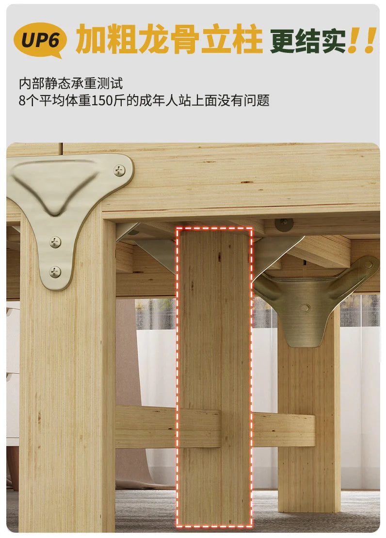 All solid wood folding single household adult simple small bed