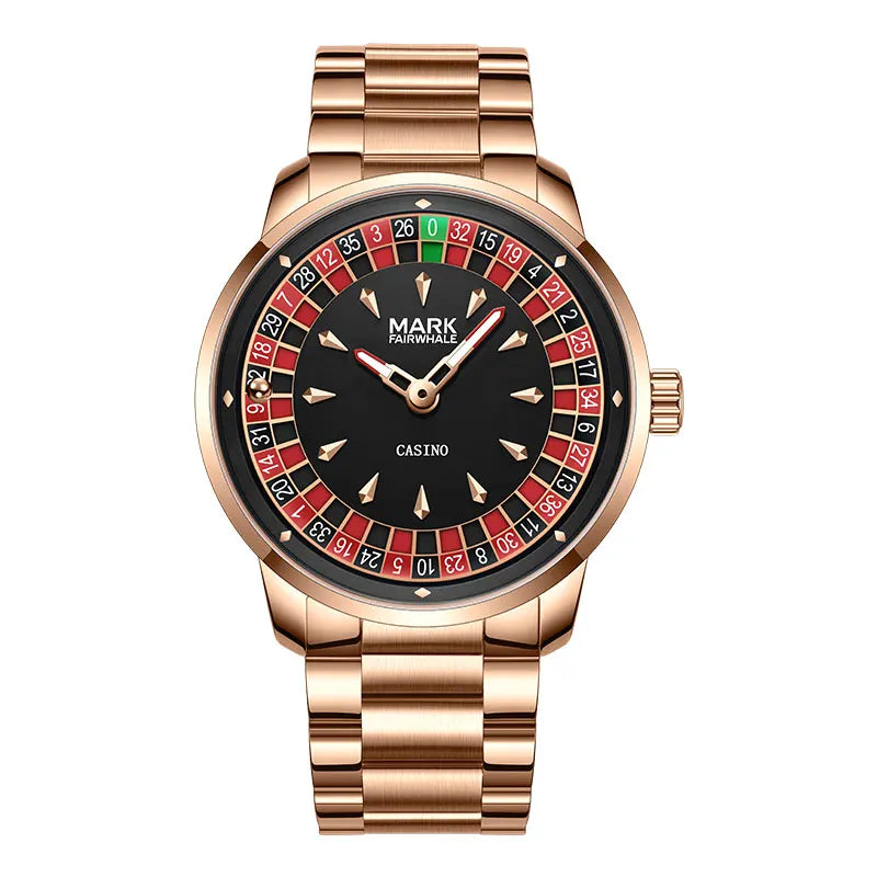 Mark Fairwhale 2025 New Top Brand Men Quartz Watch Arabic numerals Rotating Dial Roulette Automatic Watch Diamond Luminous Hand