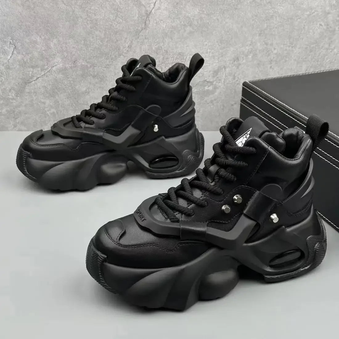 Men's Boots High Top New Trend Wear-resistant Synthetic Leather Boots Casual Lace Up Height Increasing Fashion Boots 2025