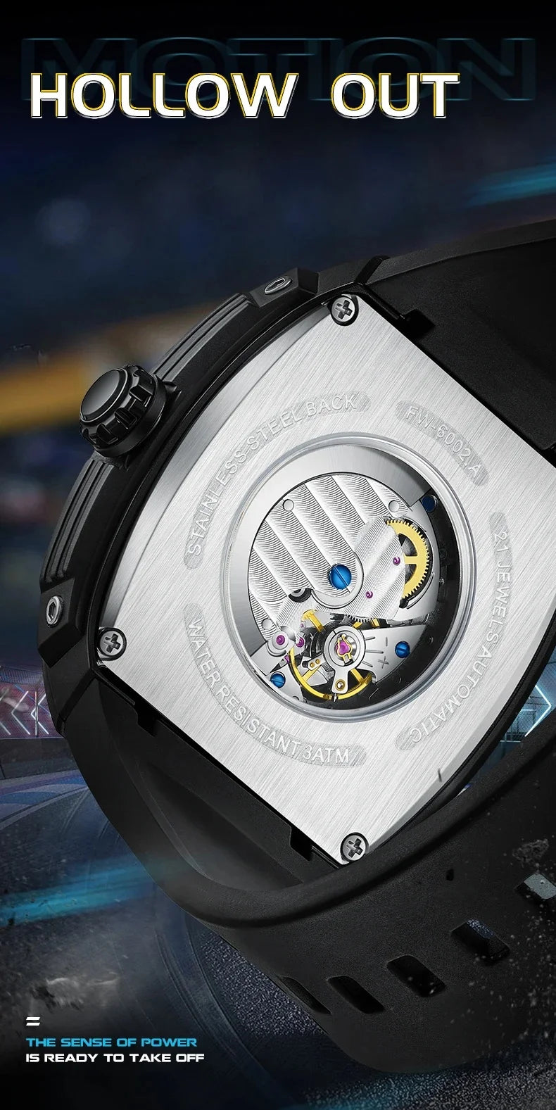 Mark Fairwhale New Men Automatic Watches Tourbillon Mechanical Watch Tonneau Dial Luminous Waterproof Fashion for Men Wristwatch