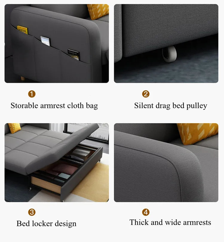 Space Saving Multi-purpose Living Room Set Furniture Modern Fabric Folding Sofa Bed