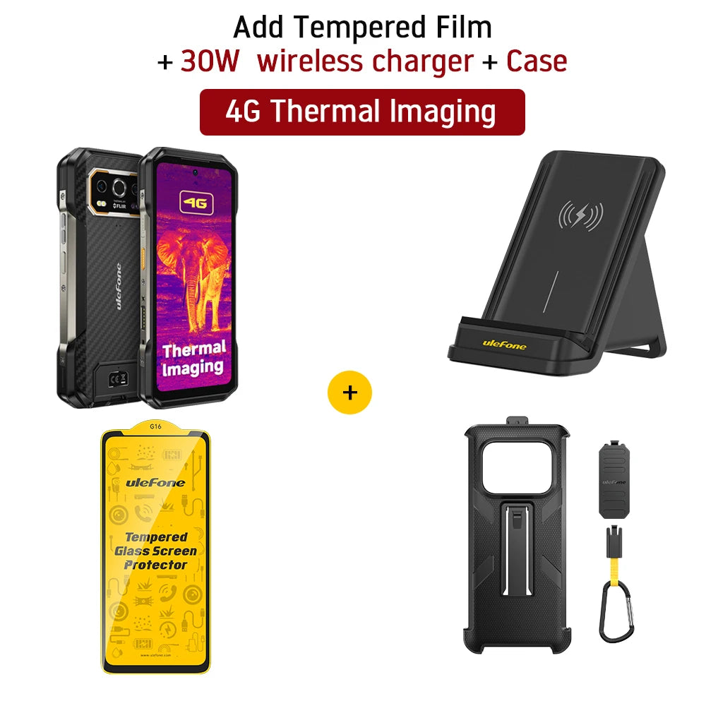 Ulefone Armor 27T 4G THERMAL BY FLIR® Rugged Phone 10600mAh Up to 24GB+256GB 6.78"FHD 120Hz Night Vision Android 14 Smartphone