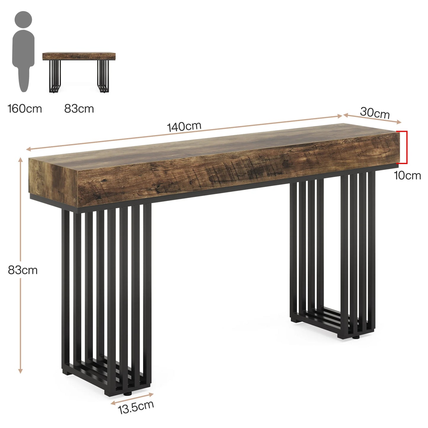 Tribesigns 63-Inch Long Console Table, Farmhouse Wooden Sofa Table Behind The Couch, Narrow Entryway Table for Entrance, Hallway