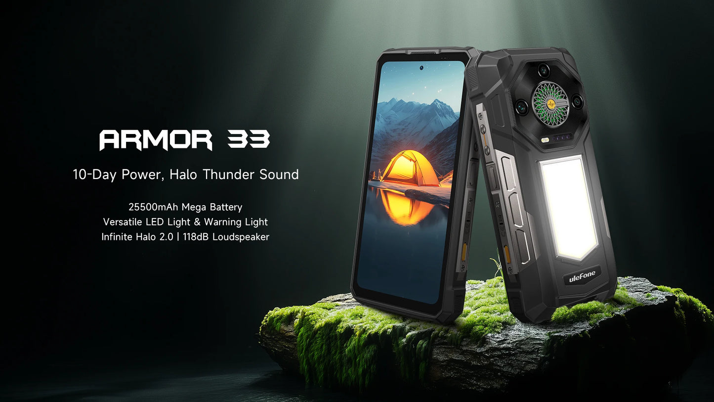 【World Premiere】Ulefone Armor 33 4G Rugged Phone 25500 mAh 512GB ROM Up to 24GB RAM 120Hz 6.59"NFC Android 15 Smartphone Globa
