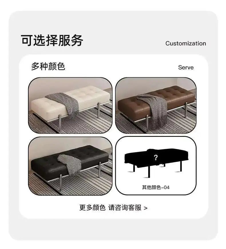 Entrance Porch Soft Shoe Bench Living Room Sofa Bench Bedroom Bed End Bench Metal Frame Integrated Benchs Minimalist Furniture