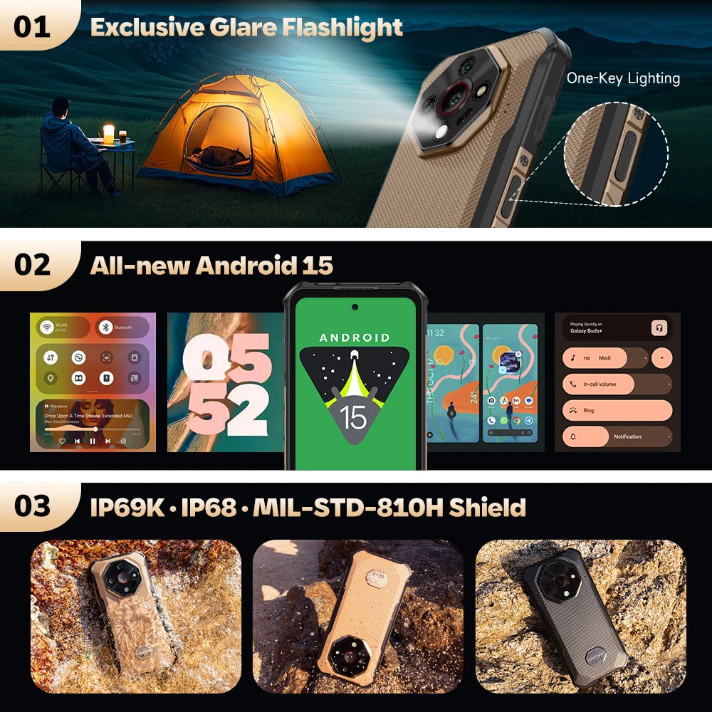 【World Premiere】Ulefone Armor X16 4G Rugged Phone 10360mAh Battery 128 GB ROM 120Hz 6.56"NFC Android 15 Smartphone Night Camera