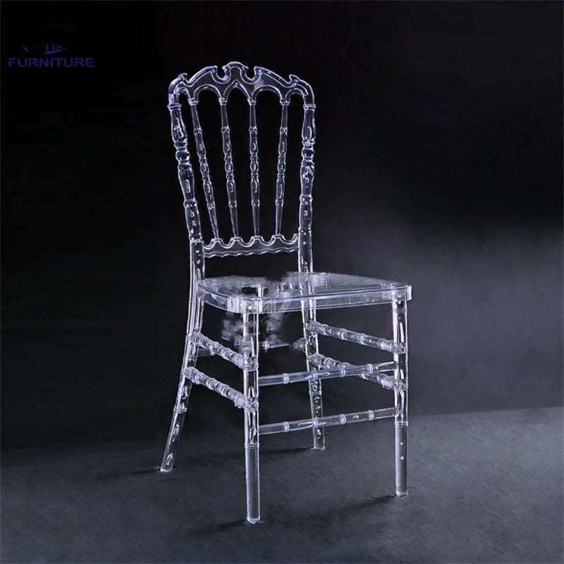100 Pcs Transparent Crystal Chiavari Detachable Acrylic Resin Funiture Wedding Chair For Wedding Moment Or Hotel Party