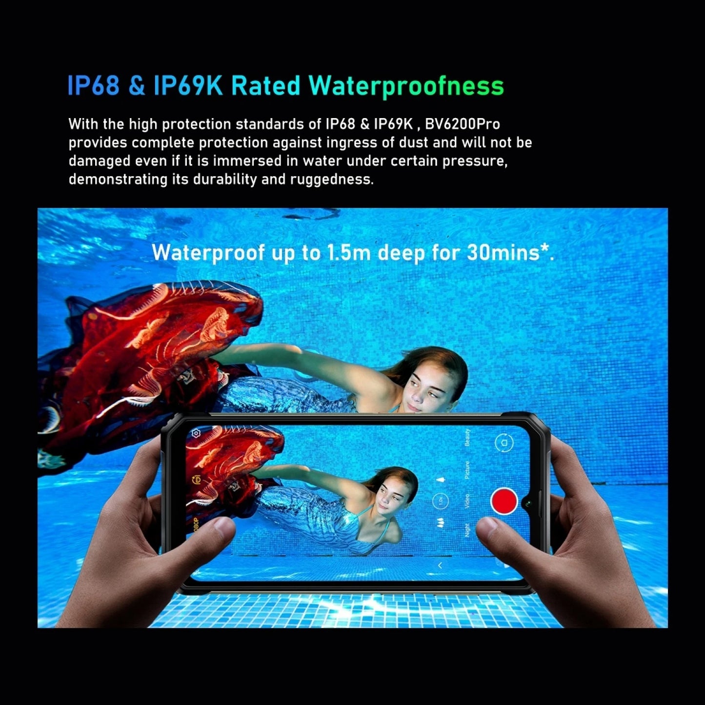 Blackview BV6200 Pro Rugged Phone Android 13 Helio P35, 6.56'' 6GB+128GB Smartphone 13000mAh 18W Fast Charge NFC Cell Phone