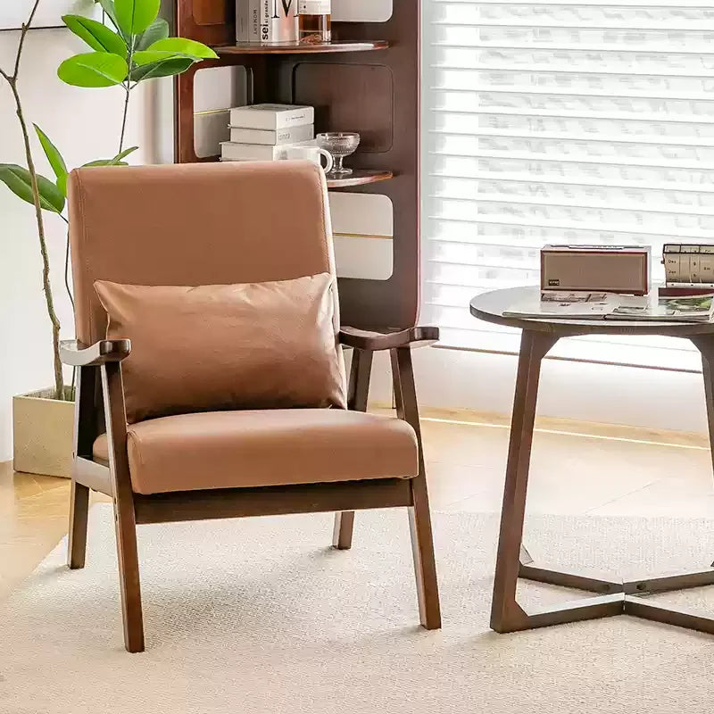 Single Sofa Chair, Boutique Hotel Guestroom Seat, Balcony Solid Wood Lounge Chair, Leisure Chair for Cozy Spaces