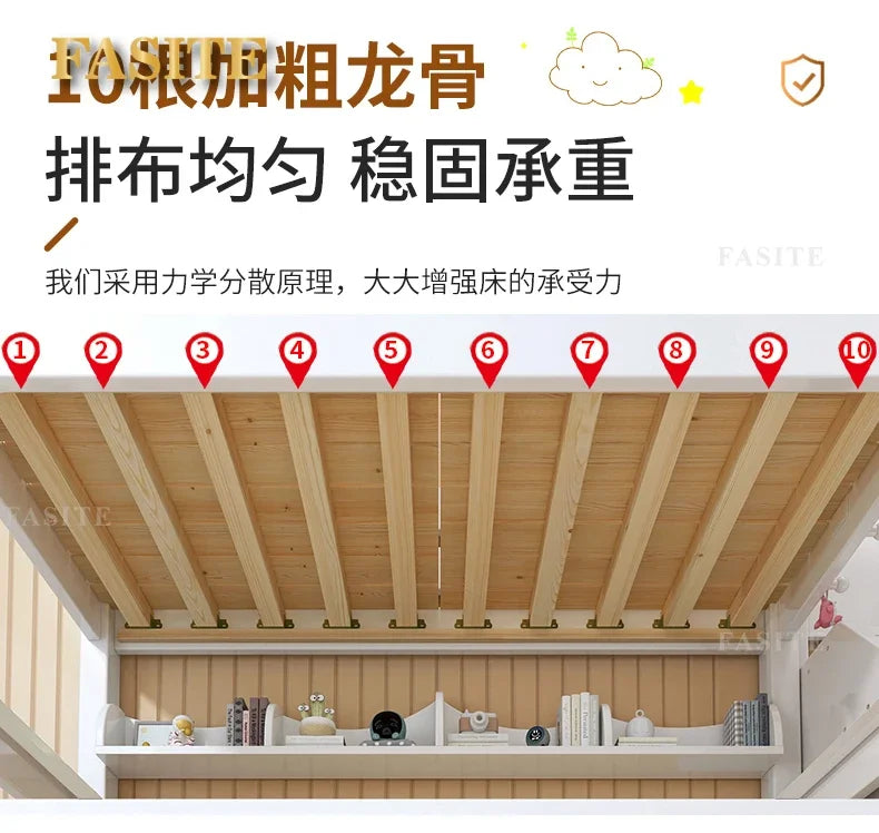 Solid wood bunk bed bunk high and low mother and child upper and lower bed small apartment crown children's slide sibling