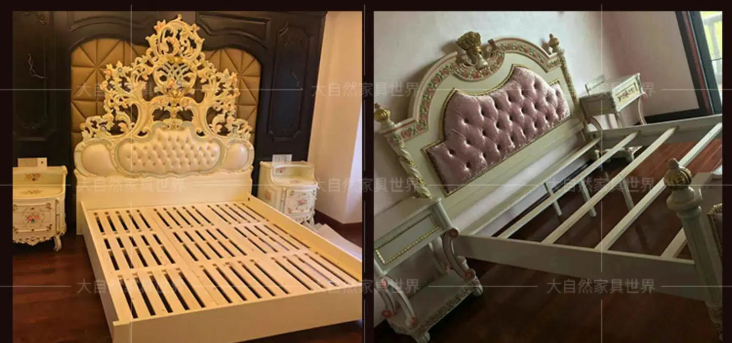 European Luxury Double Bed Carving Court Queen Lounge Bedroom Bed Design Aesthetics Comfortable Wedding Muebles Home Furniture