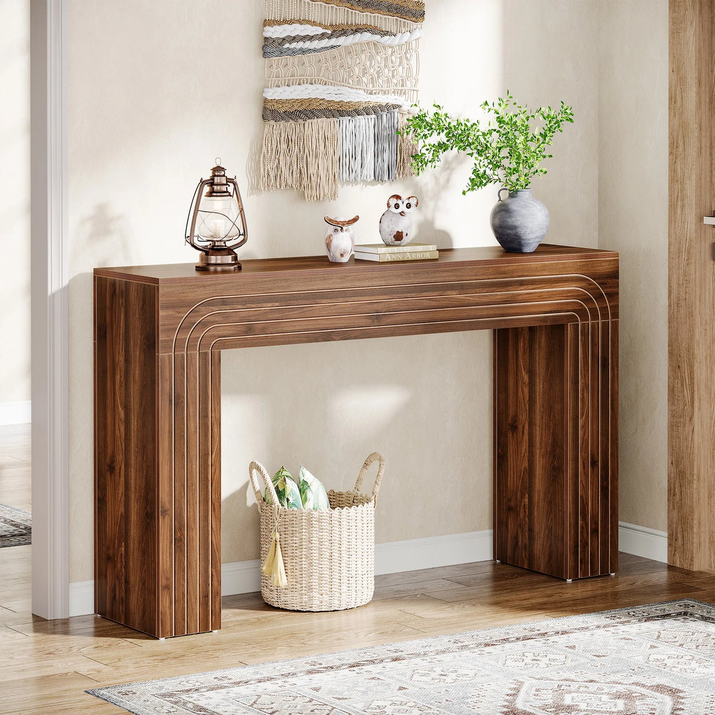Tribesigns 63-Inch Long Console Table, Farmhouse Wooden Sofa Table Behind The Couch, Narrow Entryway Table for Entrance, Hallway