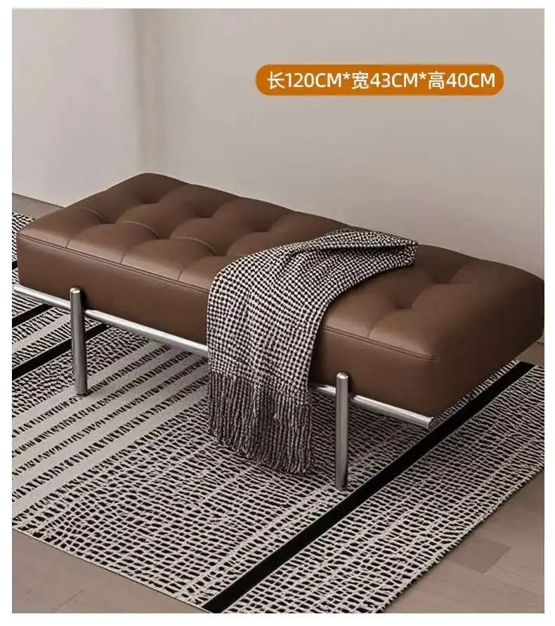 Entrance Porch Soft Shoe Bench Living Room Sofa Bench Bedroom Bed End Bench Metal Frame Integrated Benchs Minimalist Furniture
