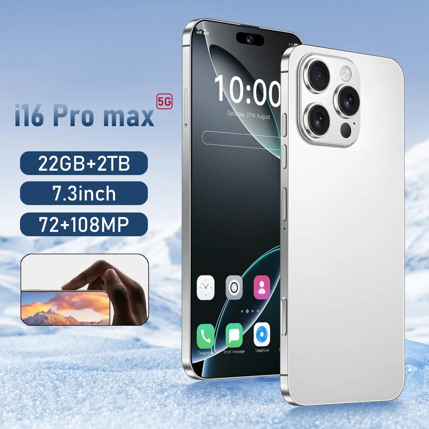 New i16 Pro Max original intelligent 5G dual card dual standby Android 14 system global version phones 8000mAh battery