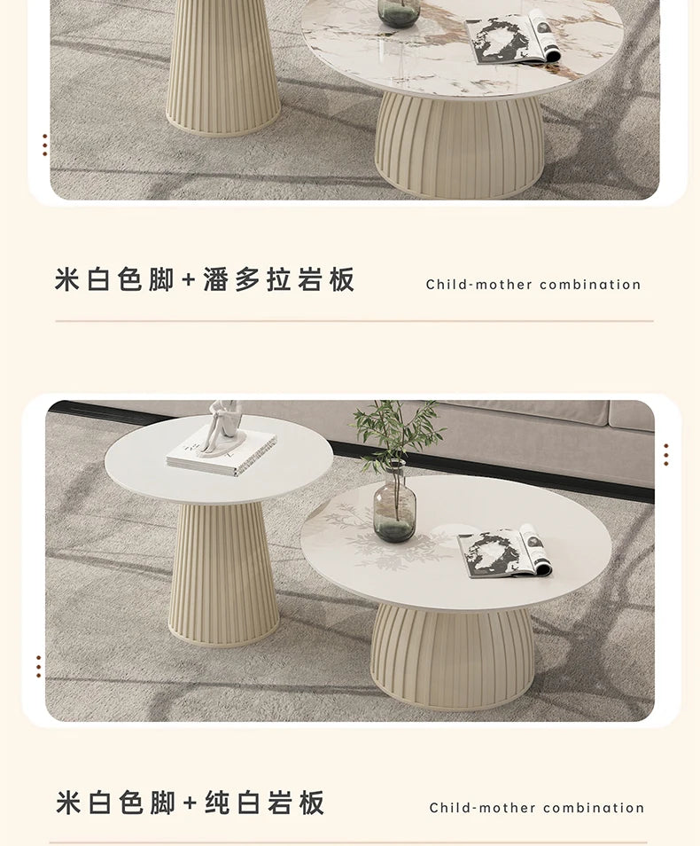 Cream Wind Rock Plate Coffee Table Living Room Small Simple Tea Table Center Modern Hallway Mesa Centro Salon Furniture Home