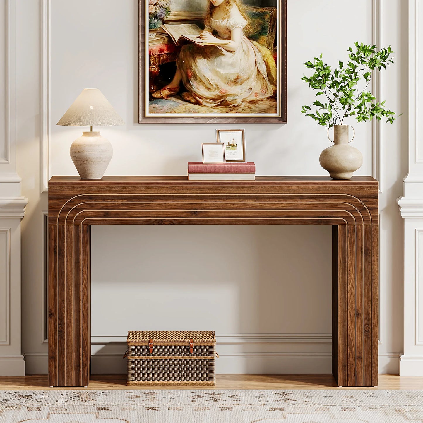 Tribesigns 63-Inch Long Console Table, Farmhouse Wooden Sofa Table Behind The Couch, Narrow Entryway Table for Entrance, Hallway
