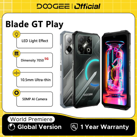 Global Version DOOGEE Blade GT Play Rugged Phone 20(8+12)GB 256GB 6.72” FHD+ 120Hz LED Light Effect Dimensity 7025 50MP Camera