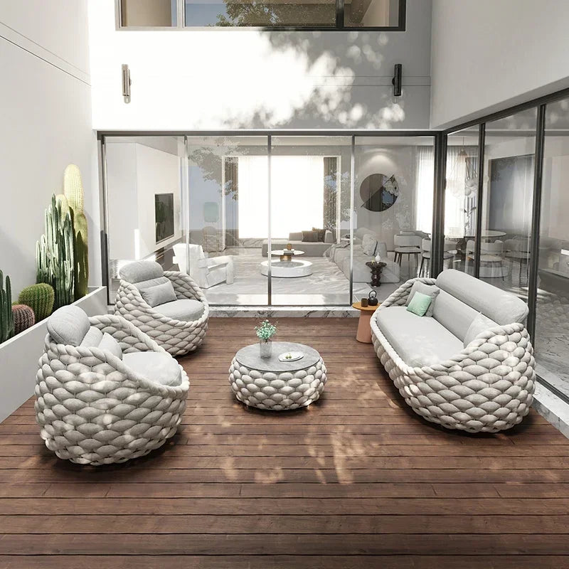Elegant and Durable Outdoor Rattan Furniture Set with Modular Sectional Design