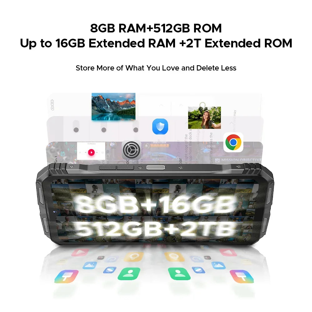 Global Version DOOGEE S118 Pro Rugged Phone 8GB 512GB 108MP AI Main Camera 6.6'' FHD 120Hz 10800mAh Battery Android 14 NFC