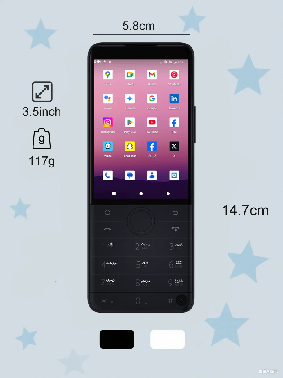 Arabic Version Qin F22 Pro Smart Touch ScreenPhone Wifi 5G+3.5 Inch 4GB 64GB Add Google Store Android QinGlobal Version Mobile P