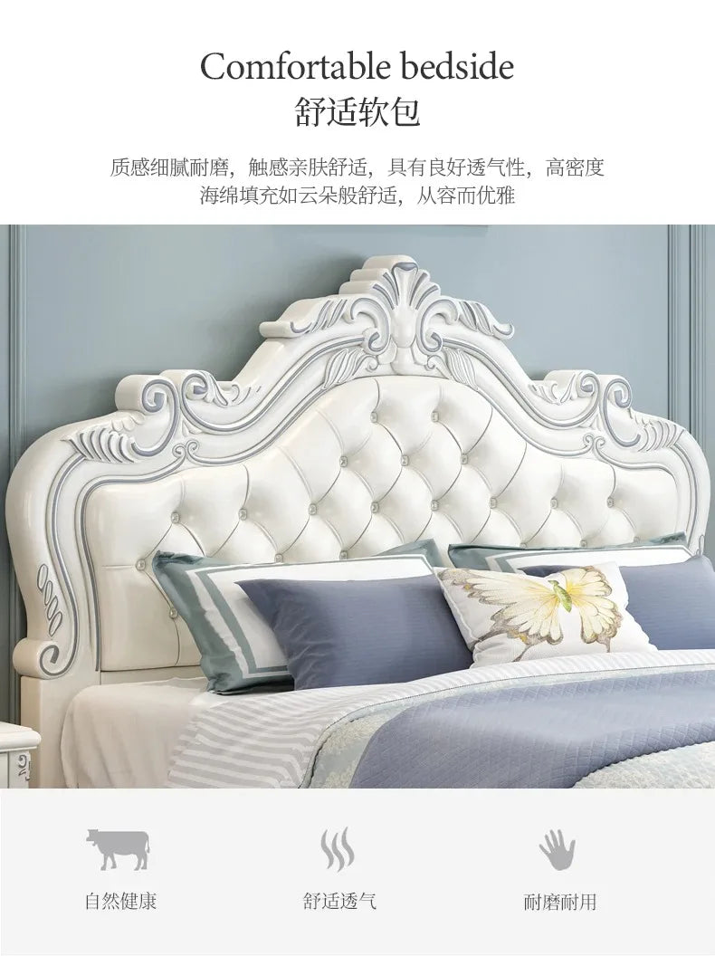 Princess Wood Frame Bed Modern Platform Designer Wooden Full Set Bed Double Headboards Luxury Camas De Dormitorio Home Furniture