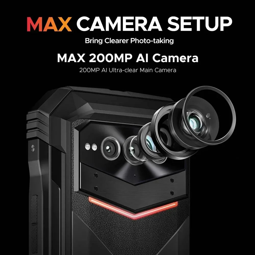 DOOGEE V Max Plus 5G Rugged Smartphone 36GB(16+20) 512GB 22000mAh 200MP Camera 6.58" 120Hz Android 14 Cellphone