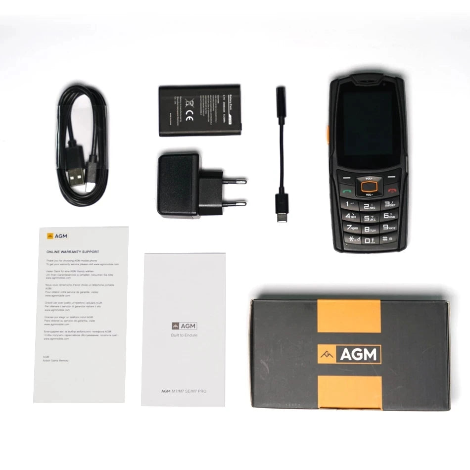AGM-M7 Feature Phone4G, Android Waterproof Touch Screen Mobile Phone, 2500mAh Cellphone, English, Russia, Keypad Rugged Phone
