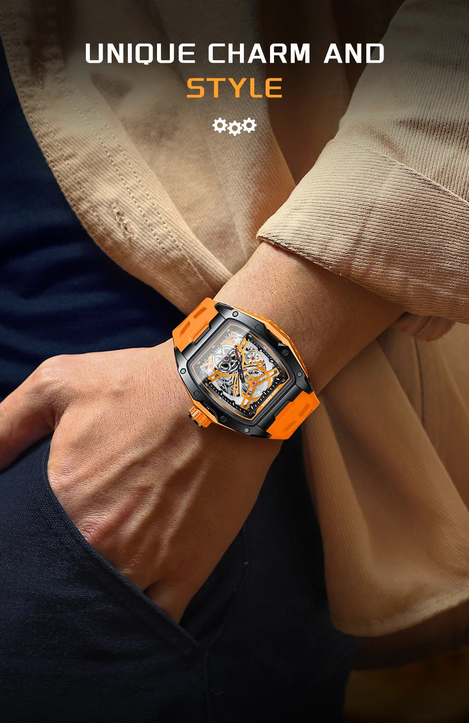 LIGE New Watches Mens Skeleton Mechanical Automatic Watch Top Brand Luxury Luminous 30M Waterproof Watch For Men reloj hombre