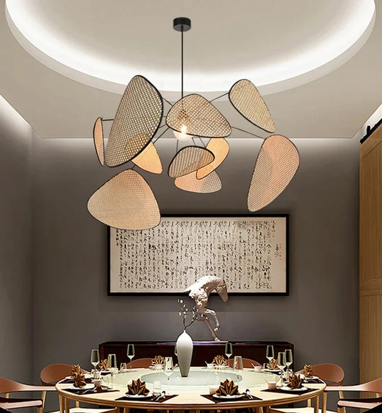 Japanese Wabi Sabi Art LED Pendant Lights Nordic Luxury Bamboo Rattan Lamp for Living Dining Bed Room Home Decoration Chandelier