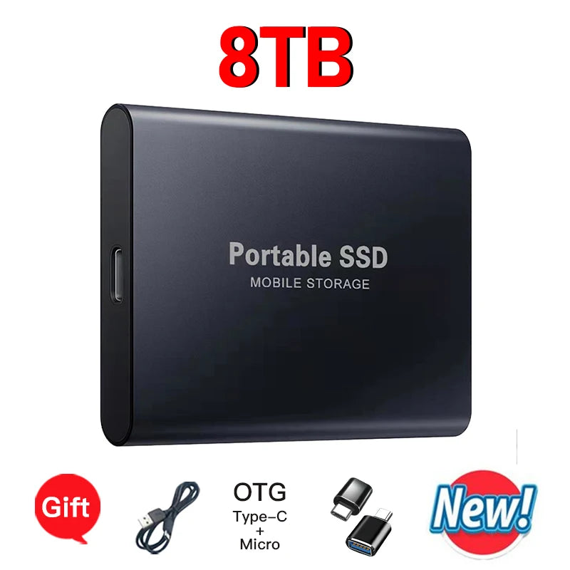 Original 128TB Portable SSD External Hard Drive High Speed 8TB Solid Disks Large Capacity Storage Device for Laptop Desktop MAC