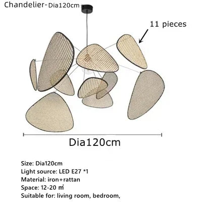 Japanese Wabi Sabi Art LED Pendant Lights Nordic Luxury Bamboo Rattan Lamp for Living Dining Bed Room Home Decoration Chandelier