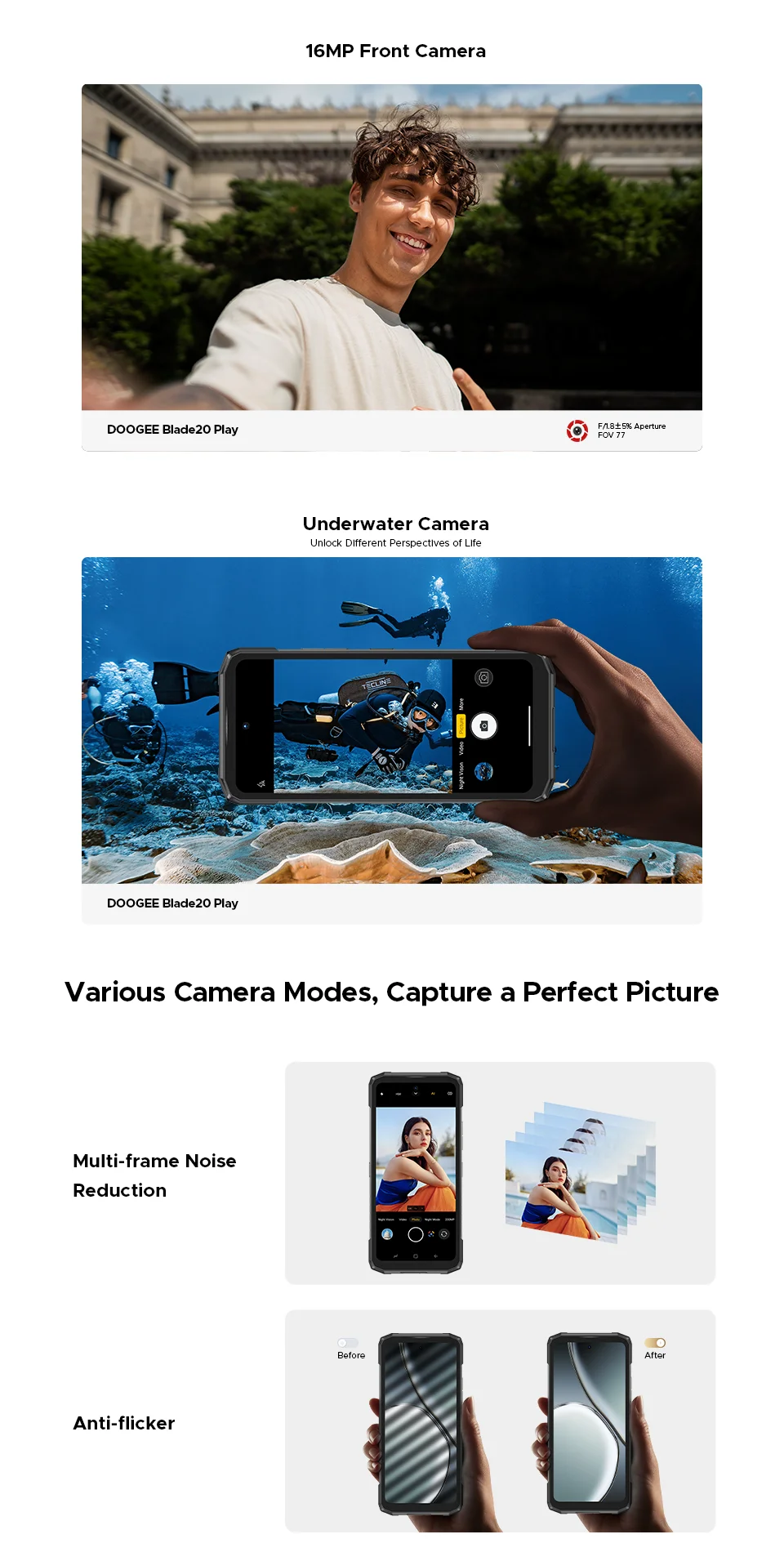 Global Version DOOGEE Blade20 Play 5G Rugged Phone 6.6” HD+ 90Hz 8GB 256GB 10300mAh Battery 50MP Camera Android 15 Mobile phone