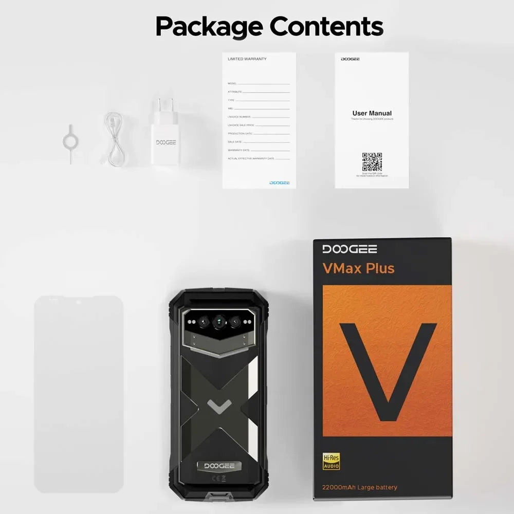 DOOGEE V Max Plus 5G Rugged Smartphone 36GB(16+20) 512GB 22000mAh 200MP Camera 6.58" 120Hz Android 14 Cellphone