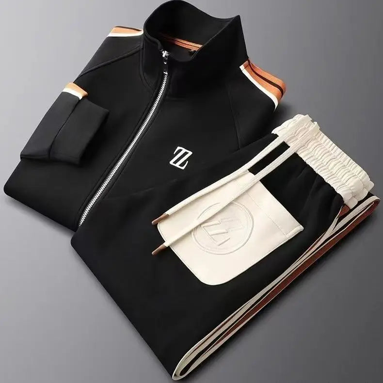 Spring Autumn Fashion Embroidered LOGO Men's Sports and Leisure Jacket Pants 2-pc Set Youth Street Party Brand Men Sets