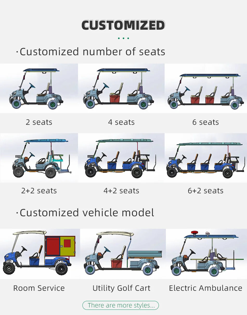2/4/6/8 Seats Hunting Golf Cart Street Legal Electric off Road Golf Carts Car Buggy Golf Scooter Gocart