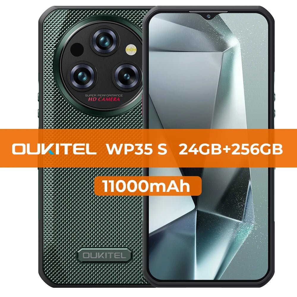 Oukitel WP35 S Rugged phone 24GB(6+18)+256GB 11000mAh phones androids NFC rugged Smartphone Business phone