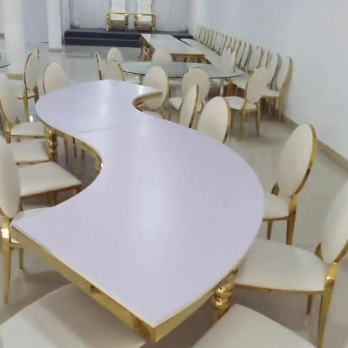 100pcs)Modern Restaurant Wedding Party Chairs plastic Stackable Hotel Gold Chiavari Chairs 1149