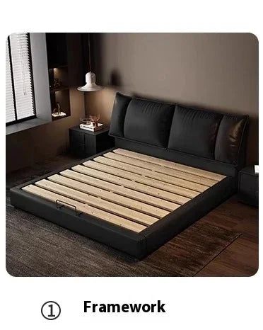 180X200cm Double Luxury King Size Bed with Office Headboards Racks and Frame Bedroom Sets Full Set Furniture Bed with Storage