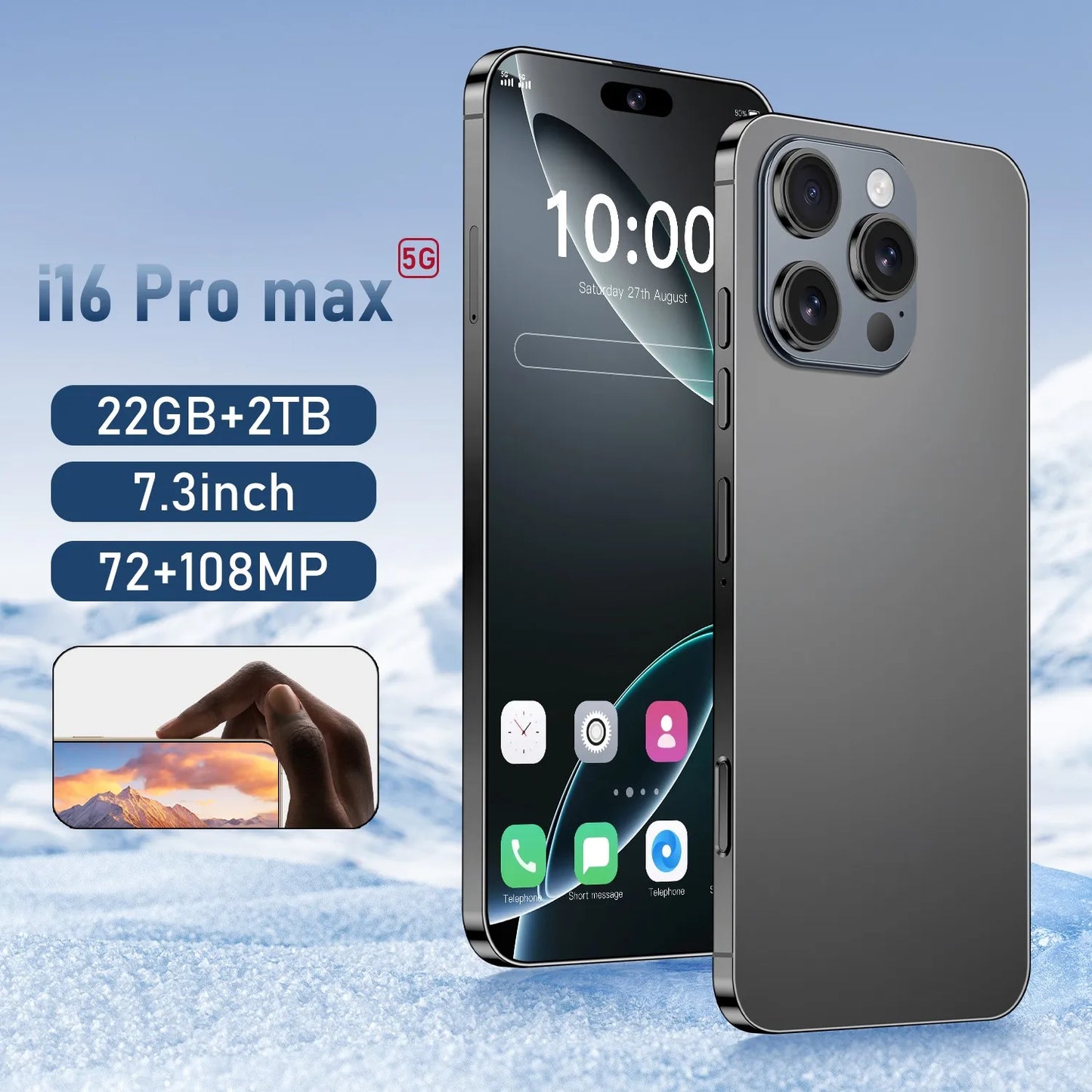 New i16 Pro Max original intelligent 5G dual card dual standby Android 14 system global version phones 8000mAh battery