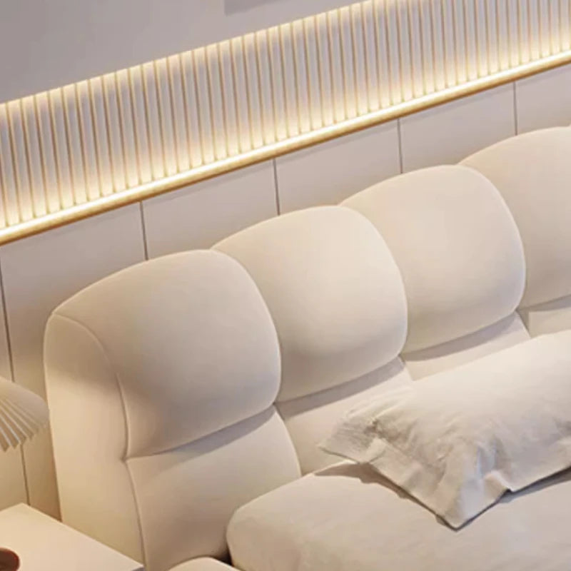 Modern Twin Minimalist Bed Cream High End Lazy Design Small Family Confortable Bed Aesthetics Quality Wedding Muebles Furniture