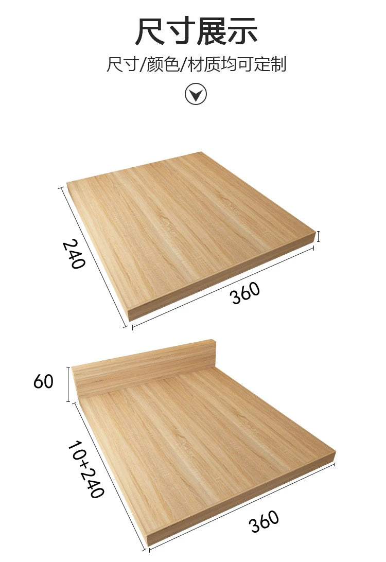 Japanese style extra large tatami low bed, modern simple double floor-to-ceiling panel bed, floor-to-ceiling floor platform low